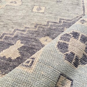 Sea blue bordar and brown Antique Area oushak Rug,high quality rugs for living room Area Rug large size Rug 6x9 7x10 feet Unique Area Rug