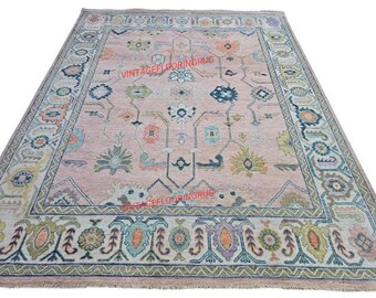 Light Pink Oushak Rug: Hand-Knotted New Zealand Wool Area Rug
