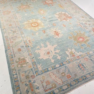 Sky blue thew Antique Area oushak Rug,high quality rugs for living room  bedroom Area Rug large size Rug 6x9 7x10 feet Unique Area Rug
