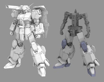 Jegan Gundam STL Figur | Massenproduktion Mecha 3D Druck Modell | UC-Style Trooper Bot Stl | Hochdetailliertes Resin STL Modell Sofort Download