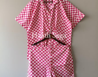 Hand Block Printed Cotton Pajama Set, Women's Sleepwear