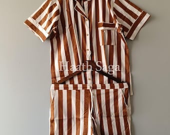 Hand Block Printed Cotton Pajama Set – Women’s Lightweight Summer Sleepwear Shorts