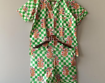 Hand Block Printed Cotton Pajama Set – Women’s Lightweight Summer Sleepwear Shorts