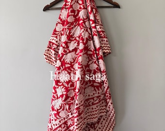 Hand Block Printed Cotton Sarong: Beach Cover-Up, Fashion Scarf,Beach wrap