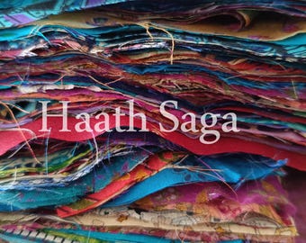 Recycled Silk Sari Fabric Remnants, Quilting Fabric Scraps