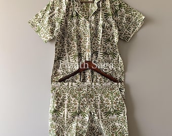 Hand Block Printed Cotton Pajama Set – Women’s Lightweight Summer Sleepwear Shorts