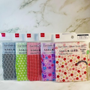 Japanisches Chirimen-Krepp-Stoffpaket – 5-teiliges Stoffset – Blumen- und traditionelle Kimonomuster – je 30 × 20 cm – Kawaii-Bastelmaterial aus Japan