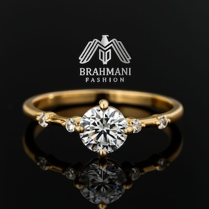 Dainty Moissanite Engagement Ring: 925 Sterling Silver, Handmade
