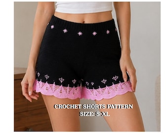 Midnight Blossom Crochet Shorts Pattern | Beginner High Waist Lace (Digital Download)