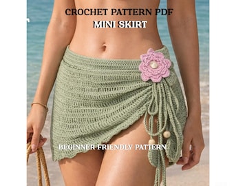 Crochet Mini Skirt Pattern, Boho Beach Wrap Style (PDF Download)