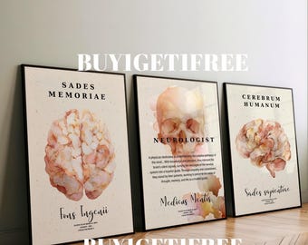 Brain Anatomy Poster Set – Modern Neurology Office Decor (Digital Download)