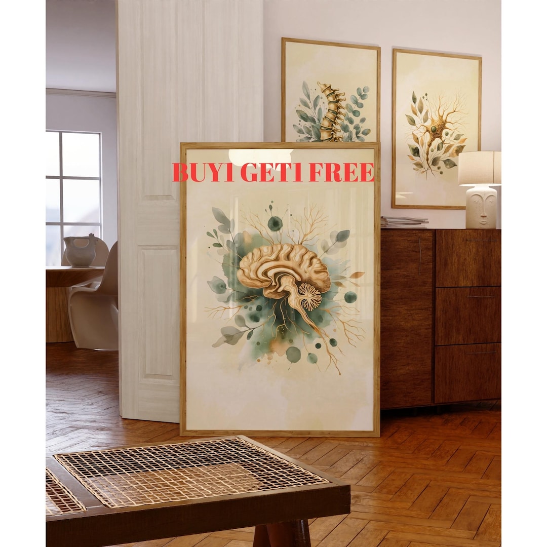 Brain Anatomy Art Prints: Neurology Medical Poster Set (digital ...