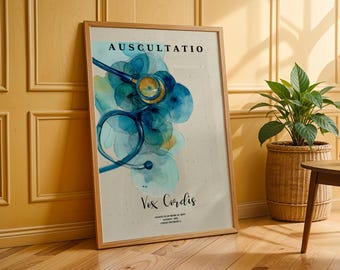Stethoscope Art Print, Medical Wall Art, Doctor and Nurse Office Decor (Digital Download)