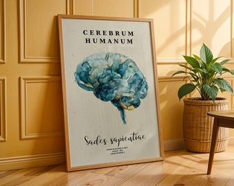 Abstracte hersenanatomie kunstposter – neurowetenschap muurdecoratie, medische poster (digitale download)