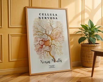 Neuron Cell Art Print - Gehirn Anatomie Poster, Neurologie Kunst, Neurowissenschaftliches Kunstwerk (Digitaler Download)