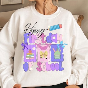 Happy First Day of School PNG, 1st day of school Png, Back to School png, First Day Of School png, Teacher png, Hello school png, Cricut
