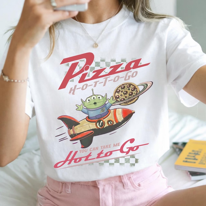 Retro Pizza Planet Alien Shirt, Toy Story Hot To Go Graphic Tee (Digital Download) image 1
