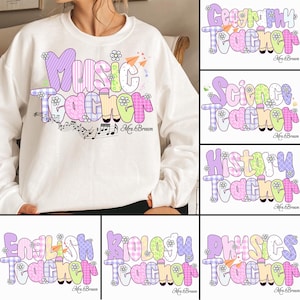 Custom Teacher Bundle Png, Preppy School Png For Back To School, School Bundle Design, Head Start, Math Teacher, Preppy Teacher Sublimation
