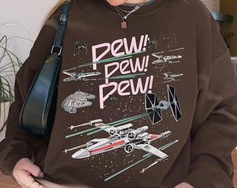 Vintage Star Wars Starship Battle Boxy Comfort Colors Png, Pew Pew Pew Galaxy's Edge Cropped Png, WDW Disneyland Girls Trip Png