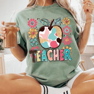Boho Floral Teacher PNG, Teacher Sublimation Design, Back To School Png, First Day of School Png, Preppy Png. Retro Teacher Tshirt Design