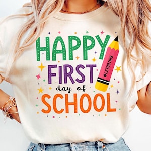 Happy First Day of School PNG, 1st day of school Png, Back to School png, First Day Of School png, Teacher png, Hello school png, Cricut