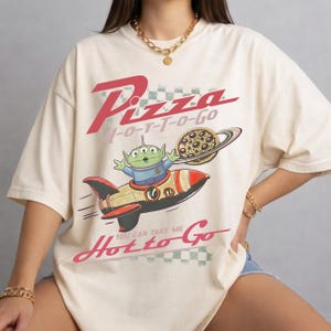 Retro Pizza Planet Alien Shirt, Toy Story Hot To Go Graphic Tee (Digital Download) image 3