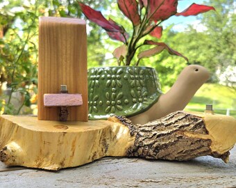 Handcrafted Wood Charging Station | Rustic Phone & Earbud Dock | Live Edge Functional Art by SpenceBuilt