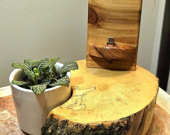 Handmade Wooden Phone Charger Dock | Rustic Nightstand Charging Station | Unique Tech Gift for Him