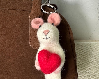 Portachiavi con ciondolo per borsa a forma di porcellino d'India in feltro fatto a mano, accessorio per abbigliamento