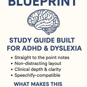 Peut inclure: Un guide d'&eacute;tude intitul&eacute; "THE SMART PARAMEDIC BLUEPRINT" avec une illustration de cerveau. Le guide est con&ccedil;u pour le TDAH et la dyslexie, avec des notes concises et une mise en page non distrayante. Compatible avec la synth&egrave;se vocale.