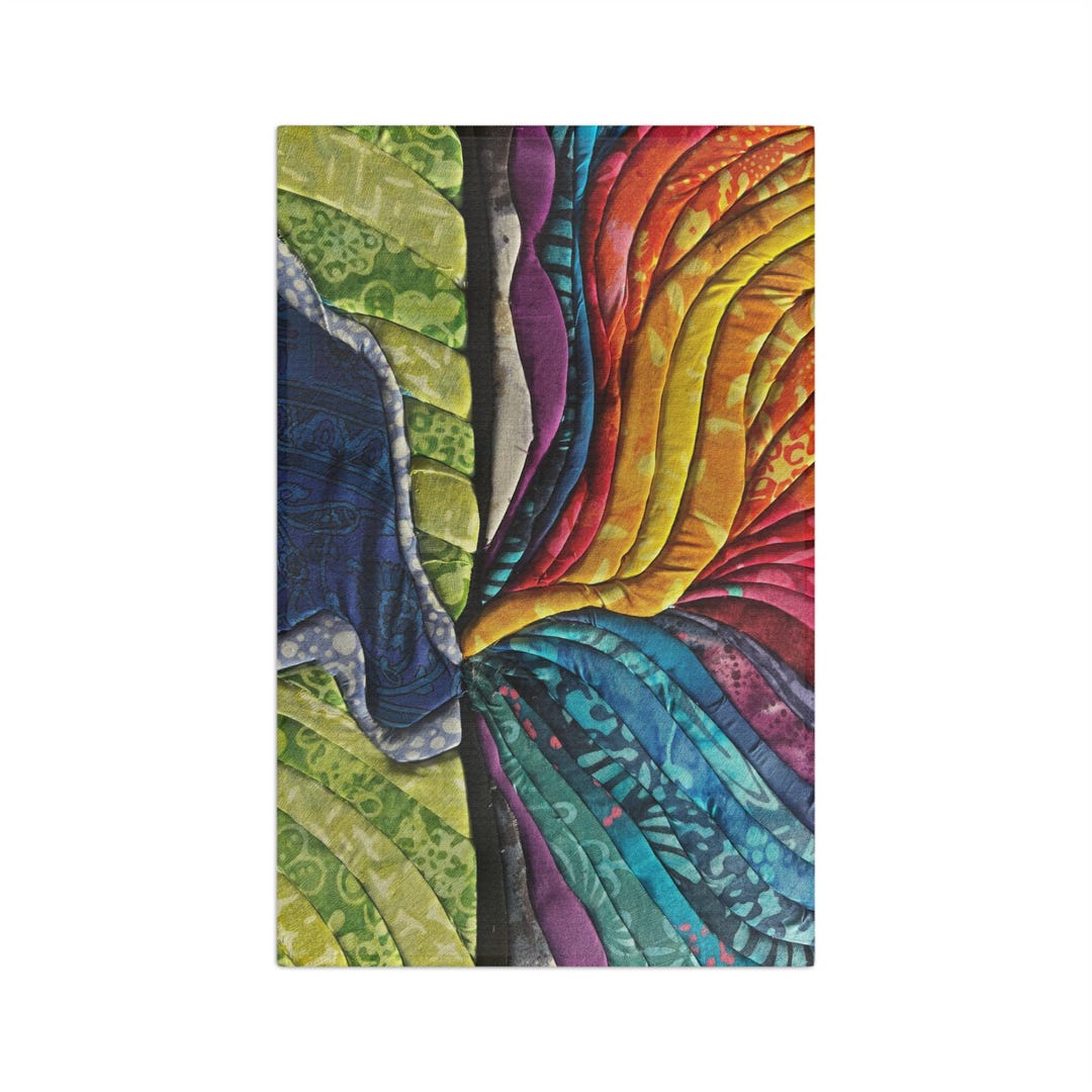 Rainbow Kinusaiga Microfiber Tea Towel | Colorful Abstract Fabric Art ...