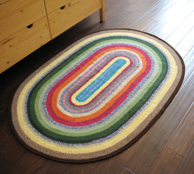 Multi Color Oval Rug / Floor Mat 62X43 Etsy