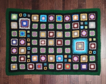 Afghan Granny Blanket, Afghan Crochet Blanket, Granny Square Blanket, Afghan Couch Throw, Afghan Granny Square Rug 62X44