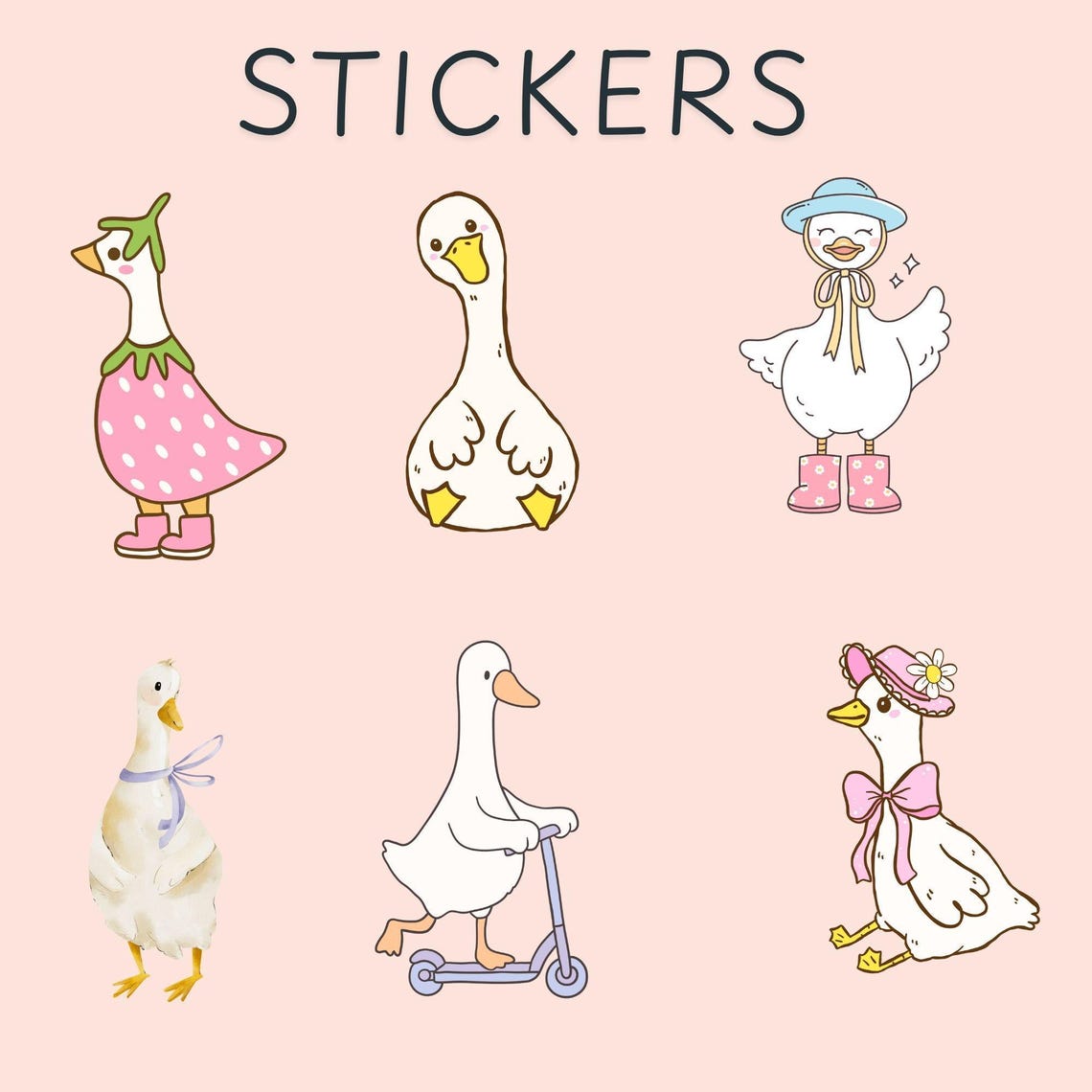 Adorable Printable Goose Stickers - Etsy