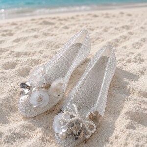 Jelly Jeweled Heels Jelly Sandals Jeweled Toe Ring Sandals Glitter Gold/silver Jelly Sandals  Women Round Toe Thick High