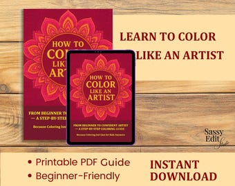How to Color Like an Artist – 32 pages Beginner friendly coloring guide | Learn Colored Pencil, Pastel, Watercolor, Acrylic | Printable PDF