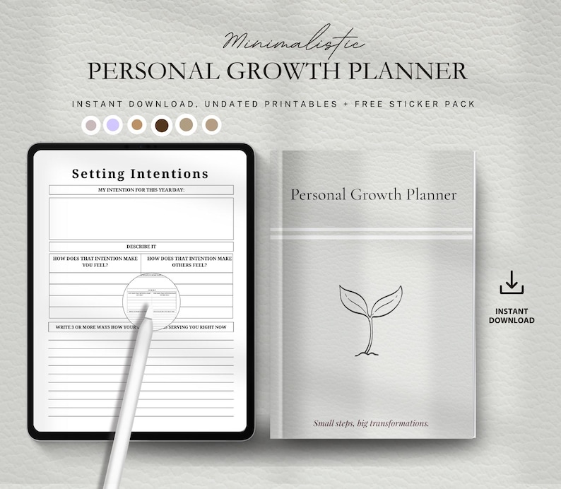 Personal Growth Planner, Self Improvement Journal, Goal Tracker ...