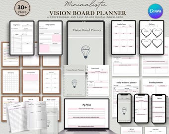 Vision Board Planner, Goal Setting, Manifestation Template (Digital Download)