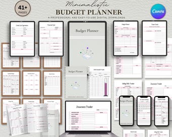 Bewerkbare budgetplanner, persoonlijke financiëntracker, geldbeheer (digitale download)
