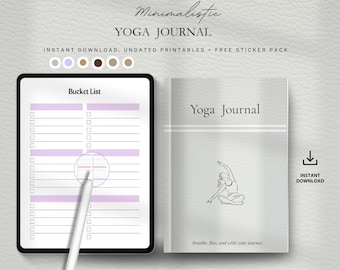 Mindfulness Yoga Journal, Meditation Planner, Wellness Tracker (Digital Download)