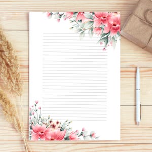 Floral Writing Paper Set, Decorative Stationery Pages, Printable Note Sheets (Digital Download)
