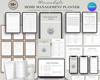 Home Management Planner, Household Organizer, Family Chores Tracker (Digital Download)