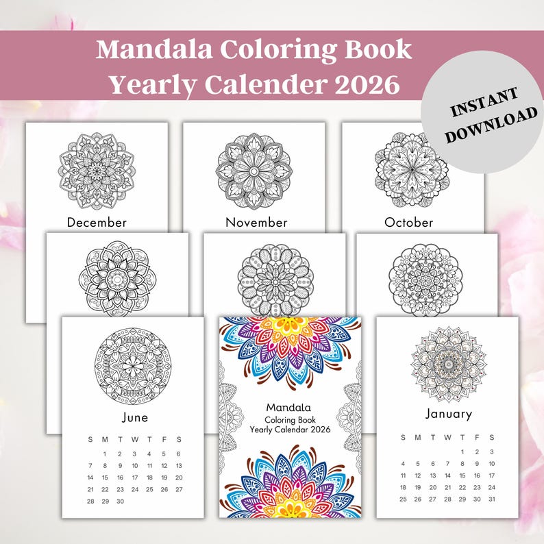 2026 Mandala Coloring Book, Stress Relief Mindfulness Art (digital ...