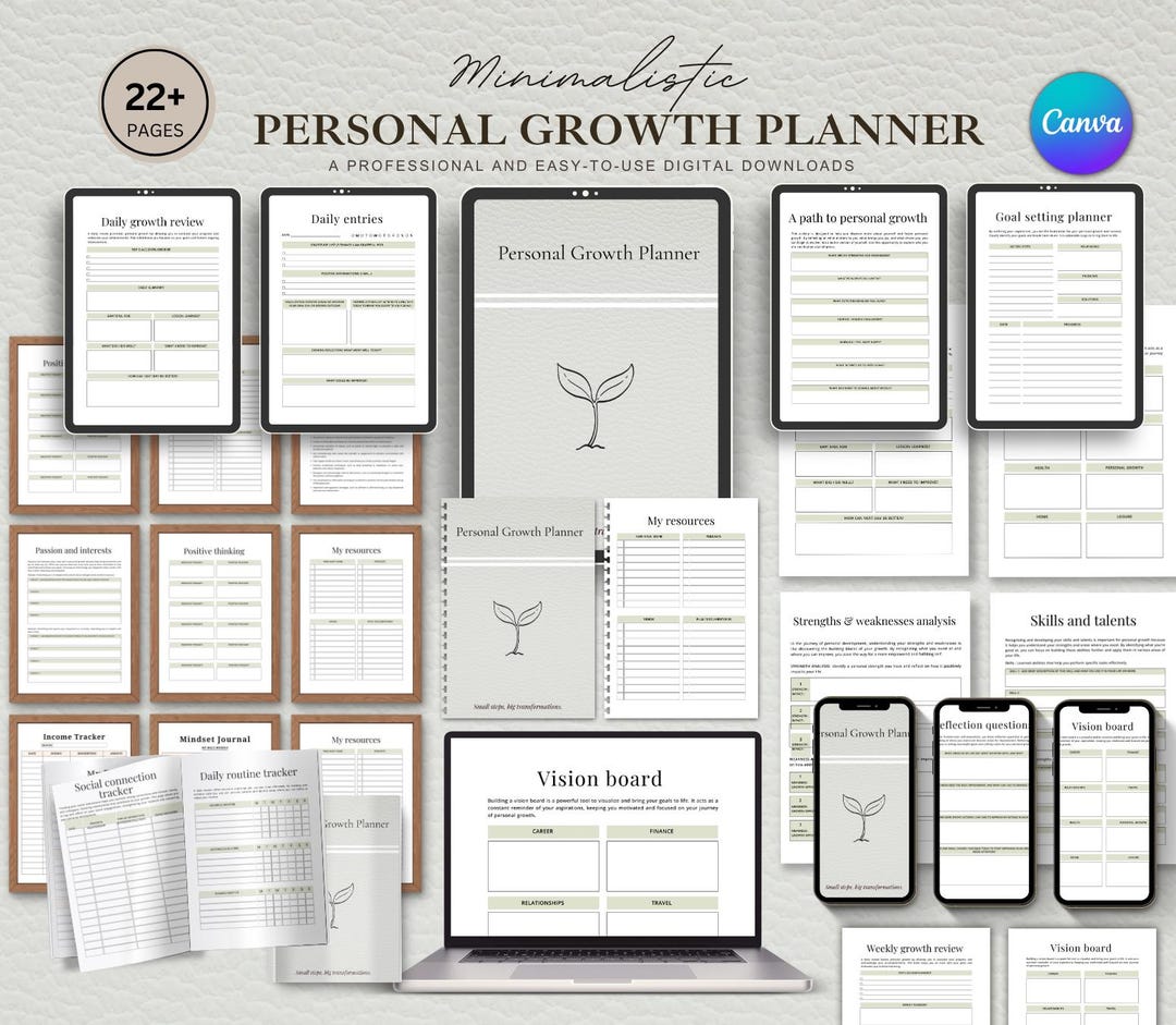 Personal Growth Planner, Self Improvement Journal, Goal Tracker ...