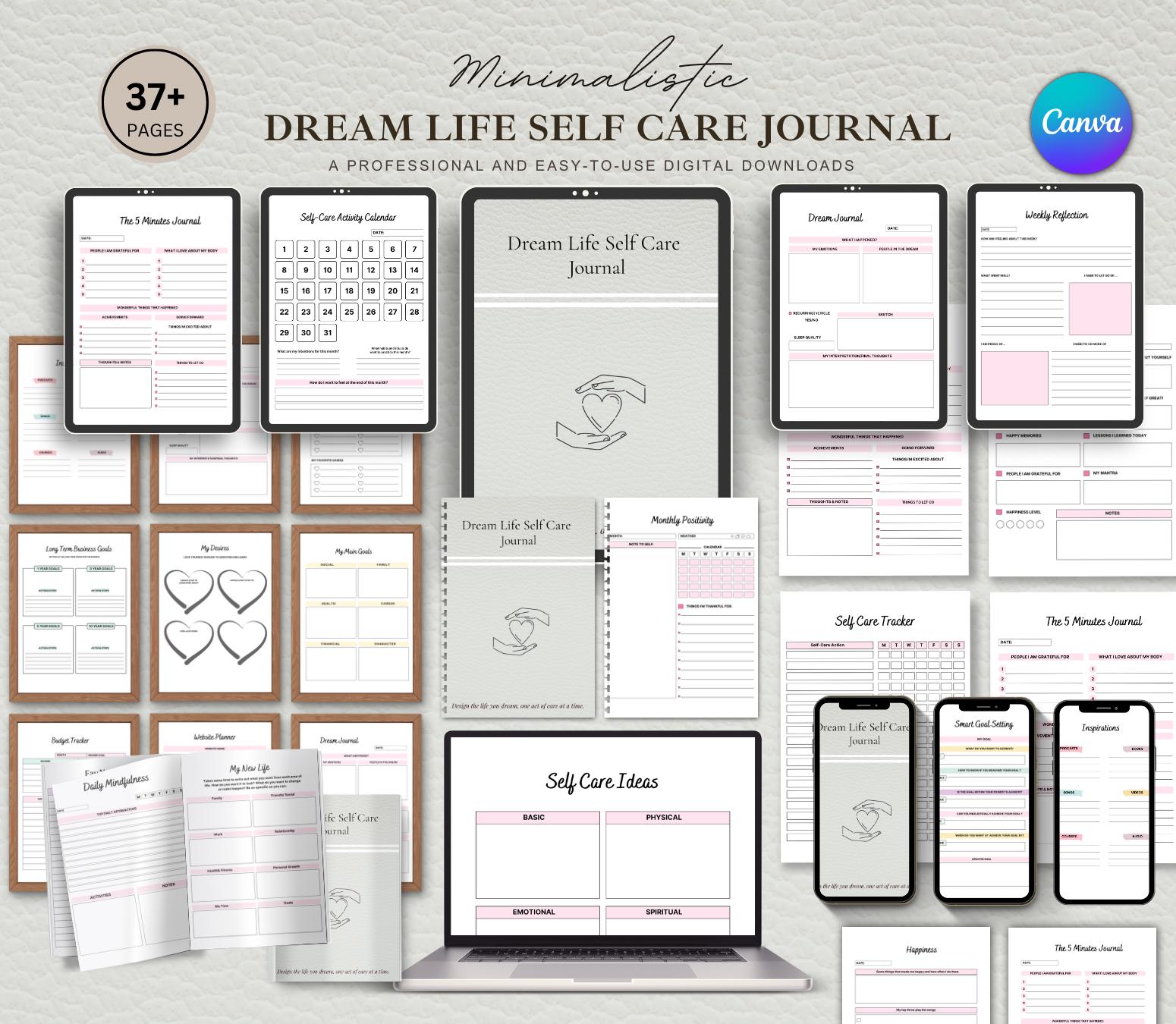 Dream Life Self-Care Journal, Wellness, Mindfulness, Reflection (Digital Download)