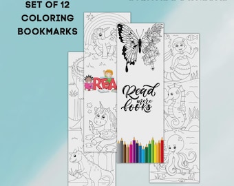 Color Your Own Bookmarks, Kids Reading Activity Craft Set (Digital Download)