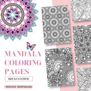 Mandala Malseiten: Stressabbau, florale Muster, Printable Aktivitätsset (20 Exemplare, Sofortdownload)