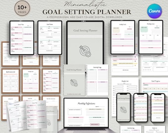 Goal Setting Planner, Productivity Tracker, Life Goals Journal (Digital Download)