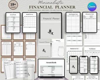 Editable Financial Planner, Budget Tracker, Savings Journal (Digital Download)
