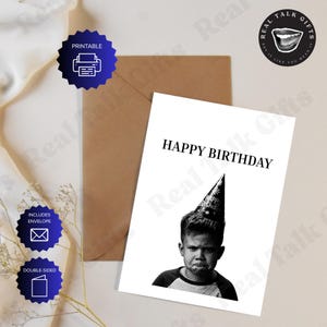 Druckbare Geburtstagskarte für Partner, Freund, Familie, Grumpy Birthday, A6 4x5 Karte mit bedruckbarem Umschlag, doppelseitig, digitaler Download